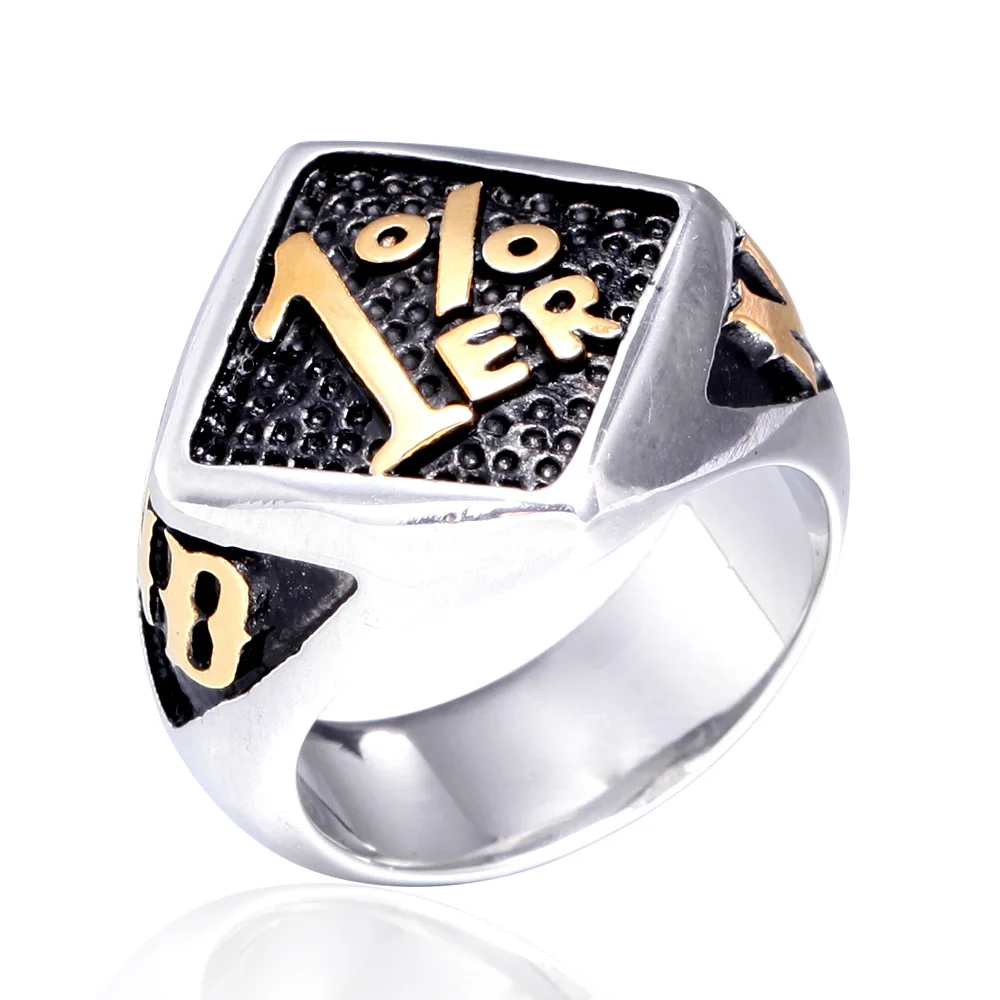 Oktrendy, уникальное кольцо в стиле панк, серебряное, байкерское, 1% er, резное, из нержавеющей стали, золотое, для мужчин, с черепом, вечерние, кольца