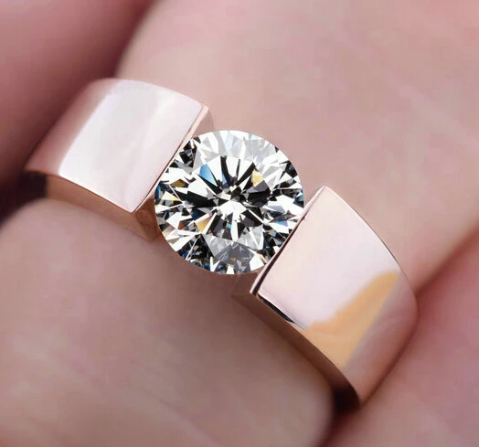 Classic Engagement Ring 18K real rose gold plated AAA Arrows CZ Diamond lovers promise Ring for men women