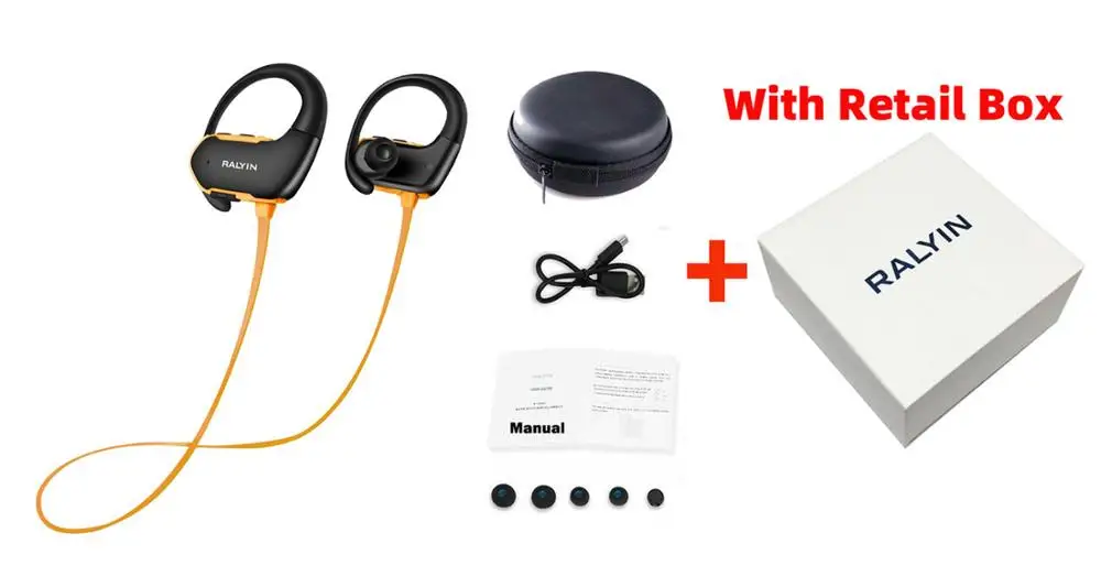 Orange with box Ralyin 8 Гб mp3 плеер bluetooth наушники спортивные водонепроницаемые беспроводные наушники bluetooth музыкальный плеер bluetooth наушники для телефона - Цвет: Orange with box