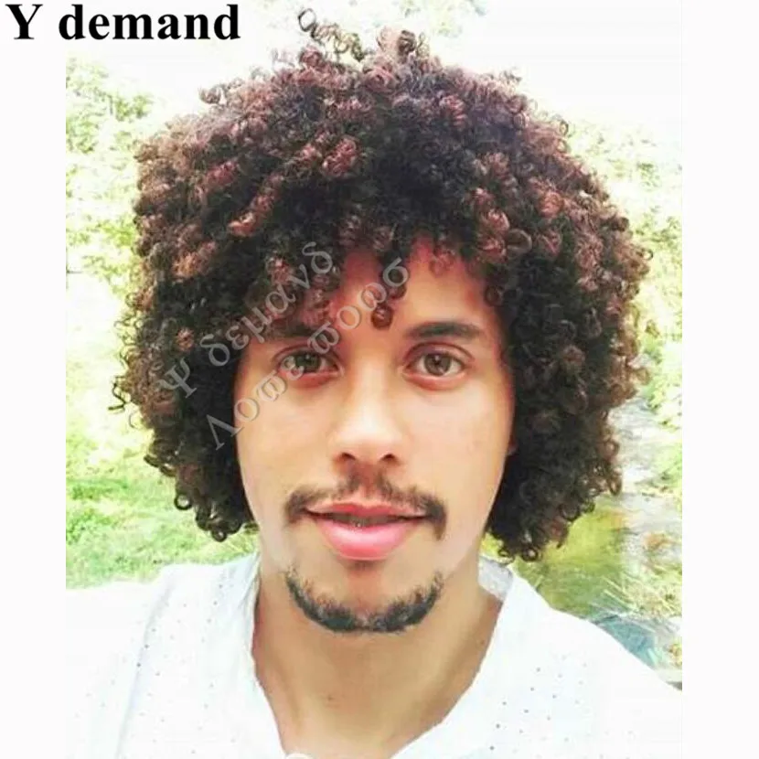 Men Handsome Short Curly Hair Sexy Boy Full Wig Synthetic Hair