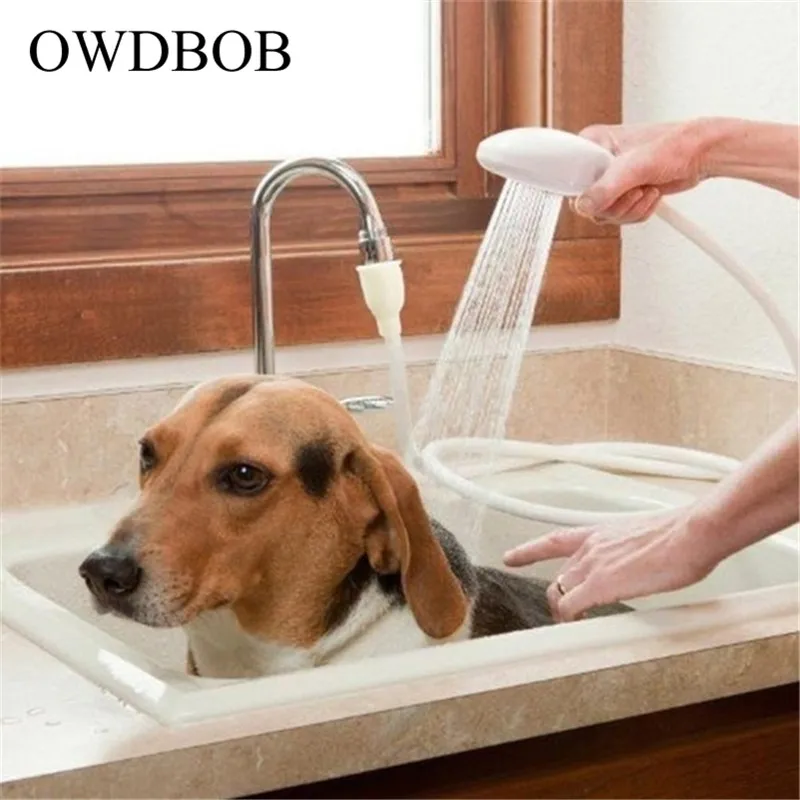 

OWDBOB Pet Cat Dog Bath Shower Head Multi-functional Tap Faucet Spray Drains Strainer Hose Pet Sink Washing Hair Bath Heads