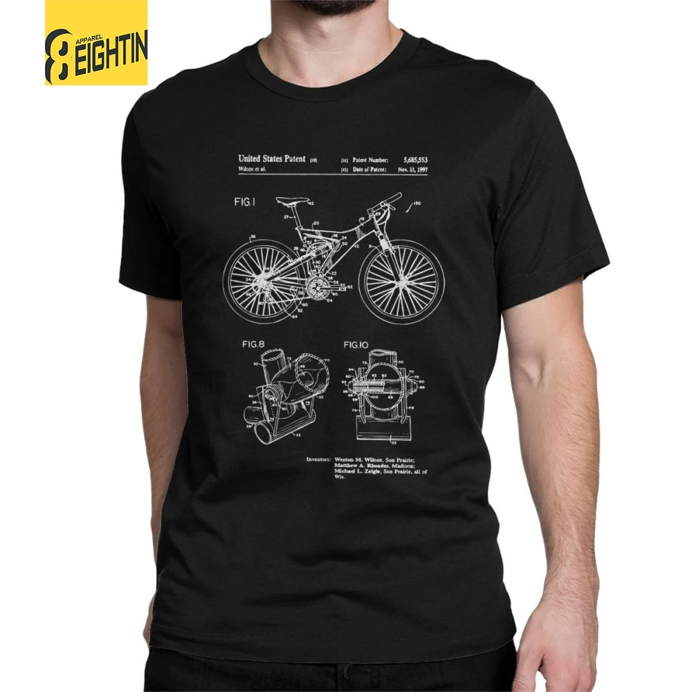 

Mountain Bike T-Shirts Patent Inventors Cyclist Biker Ride Bike Bicycle Cycling T Shirts Man's Tops Vintage Cotton Tee Shirt