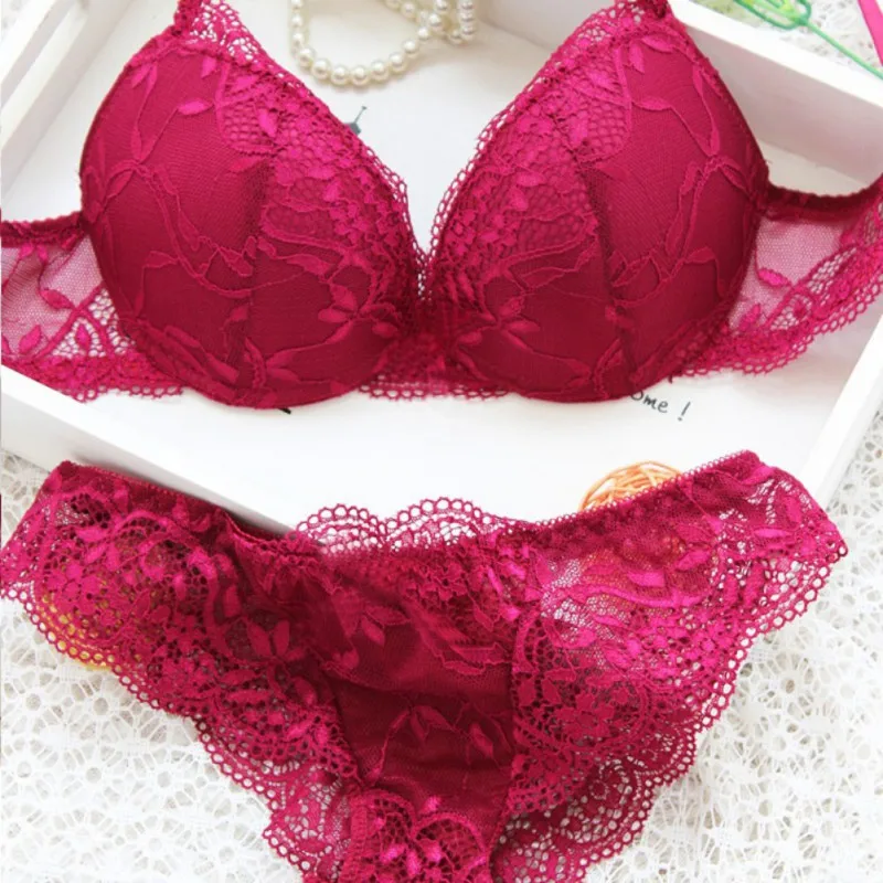 

Hot Sale Women Lady Cute Sexy Underwear Satin Lace Embroidery Bra Sets With Panties