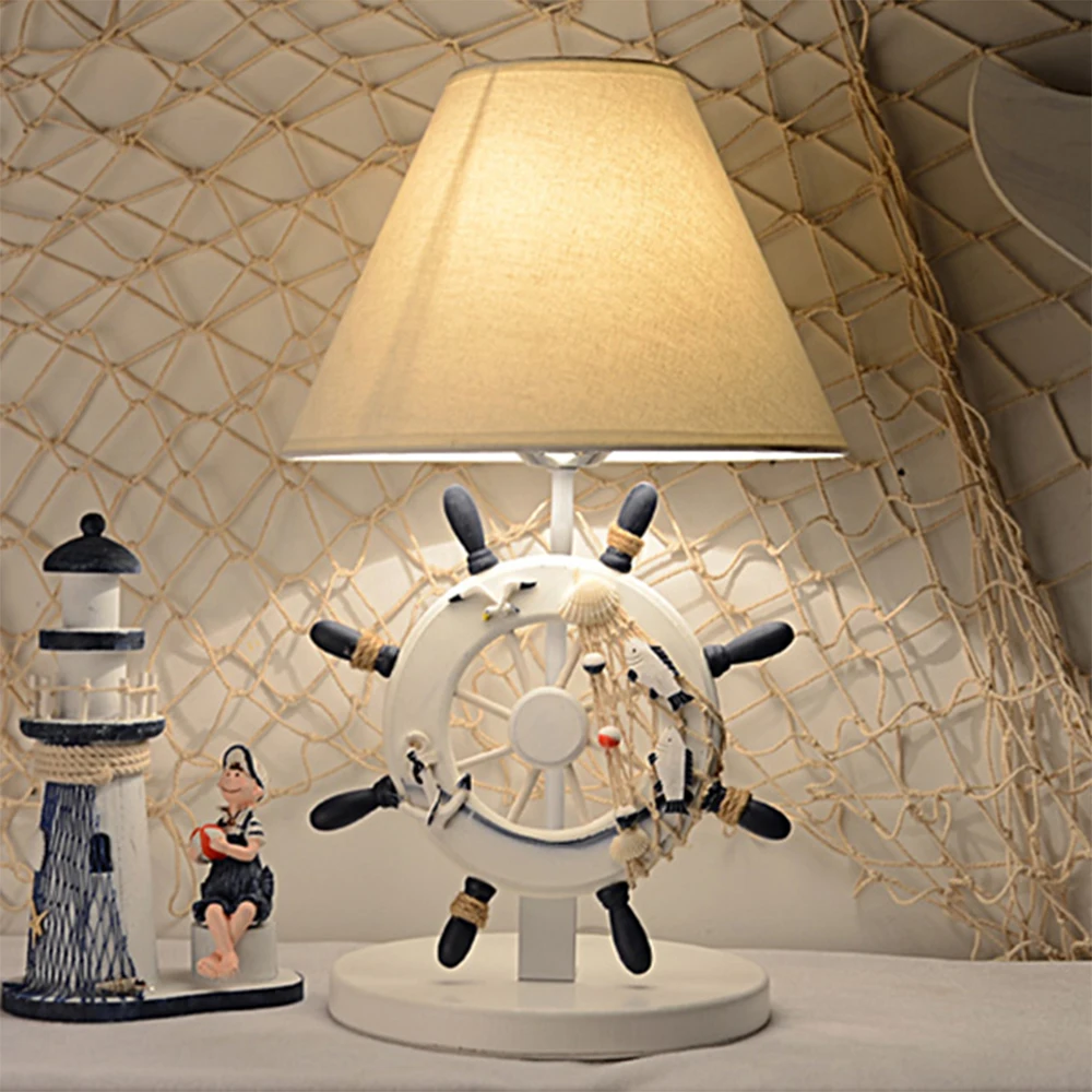 

HGhomeart Cartoon Luminarias Mediterranean Style Boy Bedroom Led Table Lamp E27 110V-220V Switch Button Bedside Lamp Light