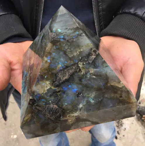 2400 г Большой Природный лабрадорит кварц драгоценный камень кристалл пирамида ТОЧКА Рейки Исцеление Шахтер камни