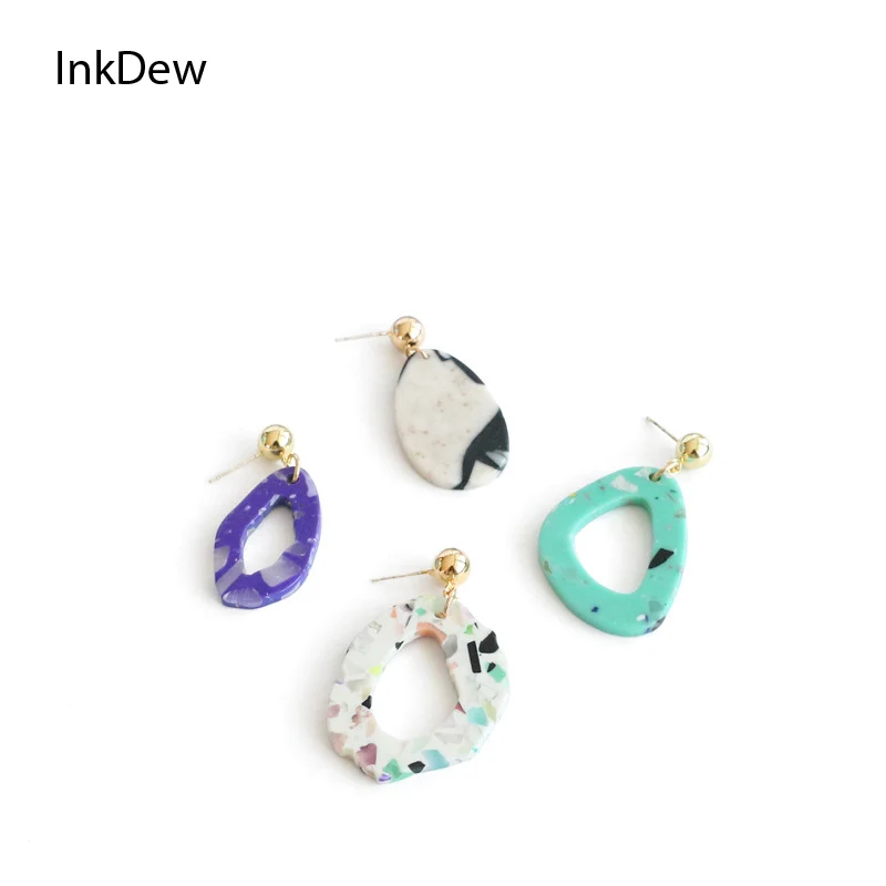 

GWACC New Hollow Personality Irregular Shape Stone Drop Earrings For Women Multicolor Earrings Jewelry Geometric Drop Earrings