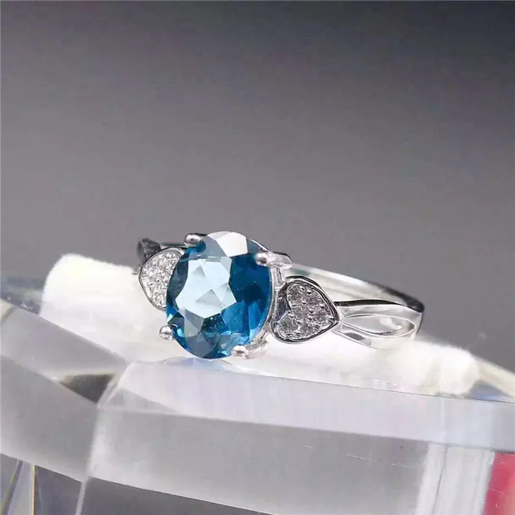 Разноцветный Натуральный топаз синий костюм 925 Серебряное кольцо+ кулон набор