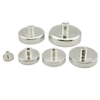 

Up to 400KG Pulling Lifting Magnet Dia. 16-75mm Lathed Magnetic Pot with Female Thread Neodymium Permanent Magnets