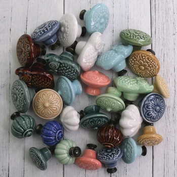 

1PC Ceramic Porcelain Door Knobs Furniture Drawer Bedside Cabinet Kitchen Cupboard Chest Pull Handle wardrobe accessories