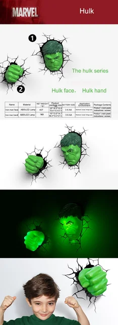 Avengers Series 3D Marvel Led Wall Lamp Living Room Creative Led Night Lights