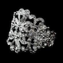 Элегантный большой свадебный браслет ювелирные изделия винтажные серебряные броши горный хрусталь женские браслеты