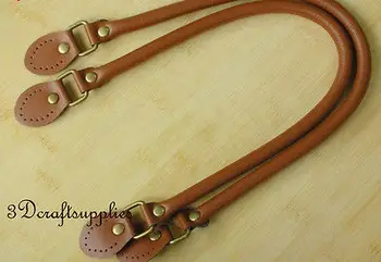 

22 inch imitation bag strap leather handles for handbag a pair brown round K4
