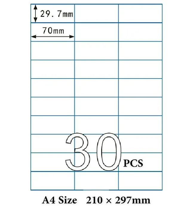 1500 шт. = 50 Простыни s x A4 Стикеры 70x29.7 мм 30 шт. в одном A4 Простыни Стикеры для лазерный принтер струйный Печать Адрес Лейбл