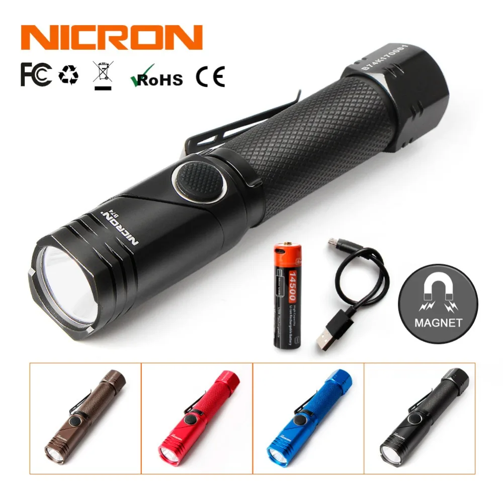 

NICRON Corner Twist Flashlight USB Rechargeable Battery 480LM 110M 3000cd Waterproof LED Torch Lamp B74 Use for Home Maintenance
