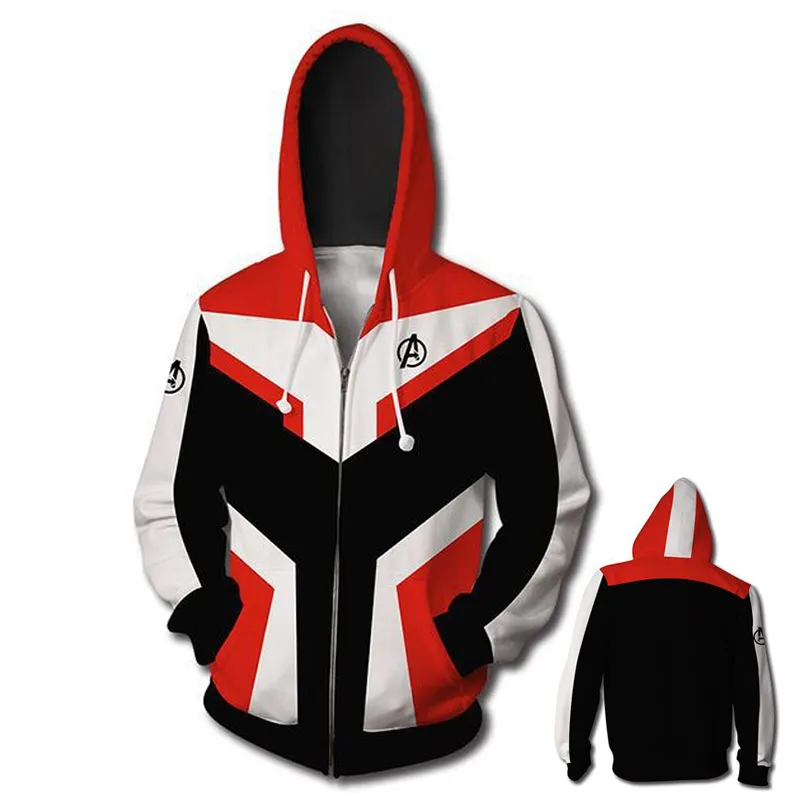 Coshome Avengers Endgame Quantum Realm 3D Print Hoodies Sweatshirt Jacket Superhero Men Coat Costumes Iron Man Cosplay Suit