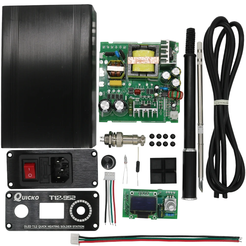 QUICKO STC OLED T12 952 Digital Temperature Controller soldering Station iron DIY kits with Meatal case and Black Alloy handle|Electric Soldering Irons| - AliExpress