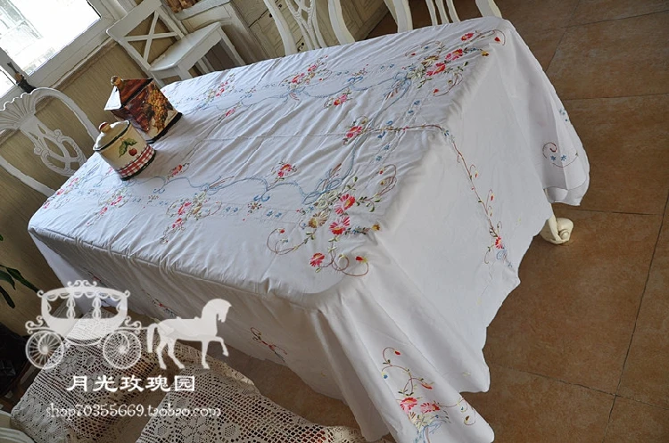 [Moonlight Rose Garden] белая полиэфирная скатерть белого цвета в американском стиле Chaozhou, вышитая скатерть, длинная салфетка