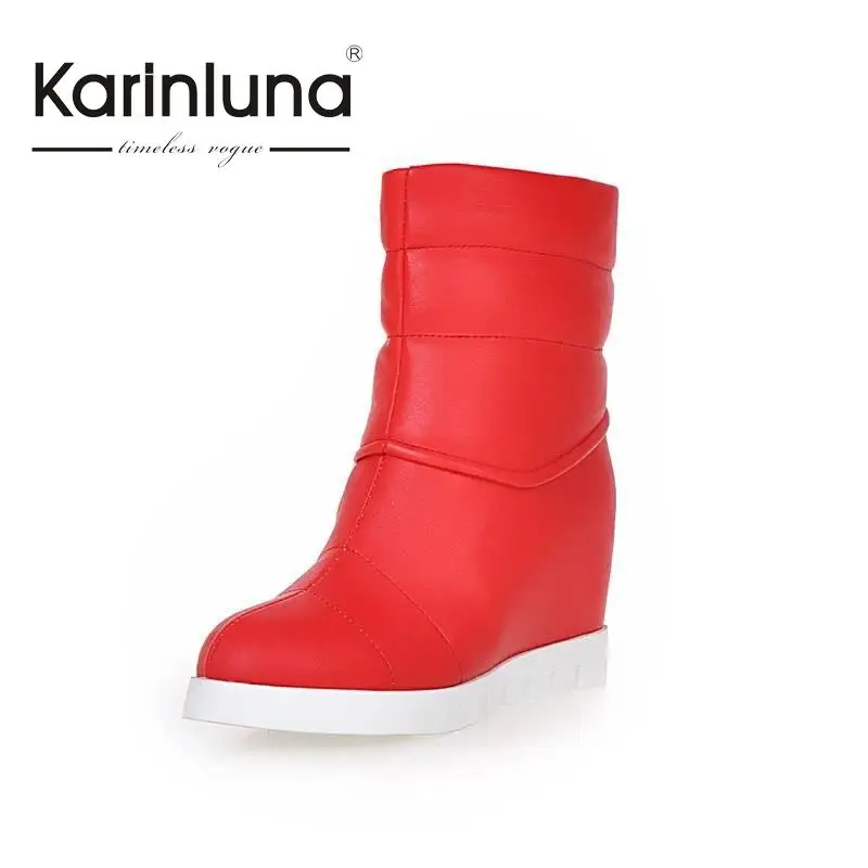 

Women Ankle Boots Hidden Wedges Spring Autumn Shoes 2015 Rubber Sole Platform Slip On Winter Warm Fur Shoes Woman Snow Boots