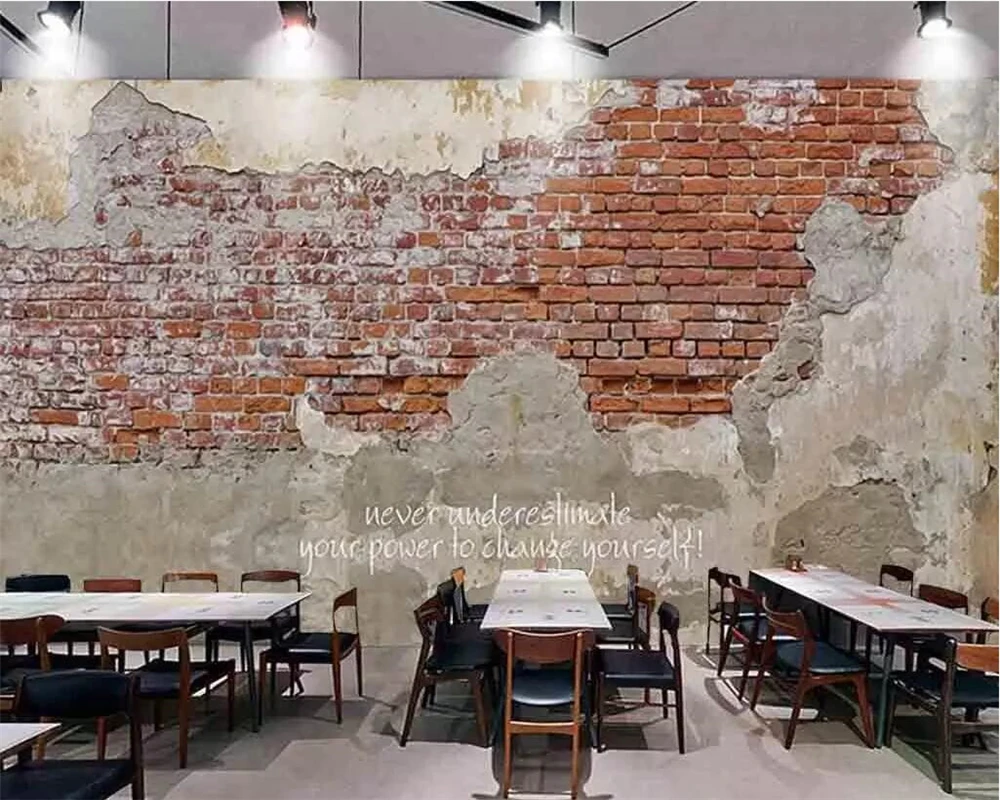 

beibehang Photo wallpaper custom retro cement brick wall brick pattern cafe KTV restaurant tooling background wall painting