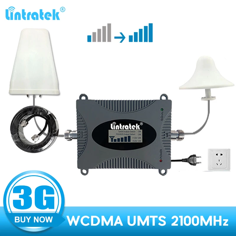 

Lintratek 3G repeater 2100 WCDMA 2100mhz umts cellular signal booster mobile phone communication amplifier antenna full kit