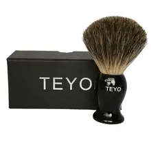 TEYO щетка для бритья из чистого барсука с полимерной ручкой и подарочной коробкой, щетка для бороды, идеально подходит для безопасного бритья, бритва с двойными краями
