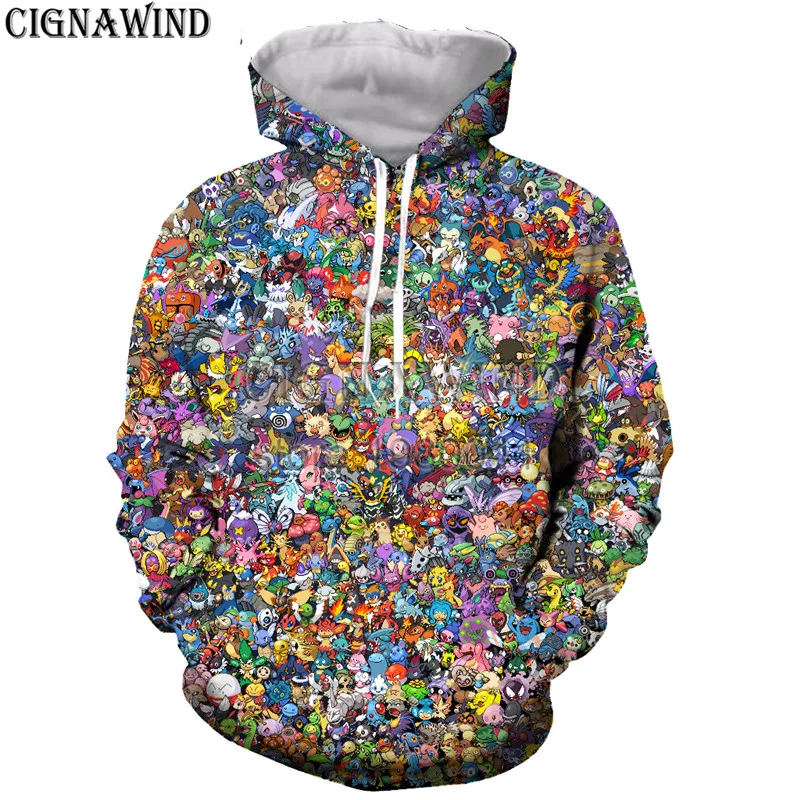 

New arrive Cartoon Pokemon collage men women 3D printing harajuku style hoodies/ sweatshirts/vest/ summer tops