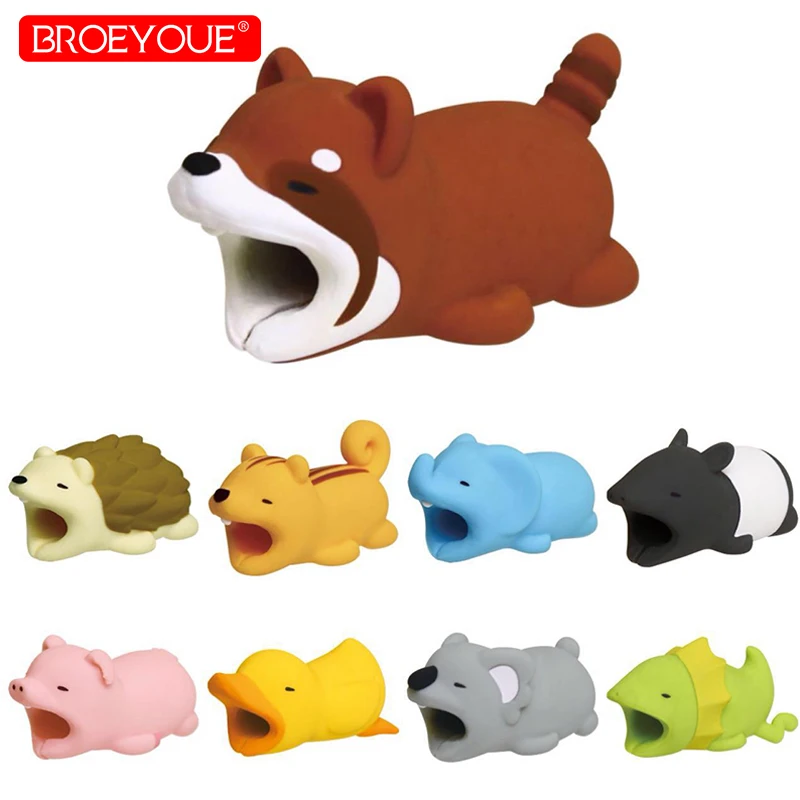 

Animals Cable Bite Protector Winder For iPhone Charging Cable Accessory Cute Bite Doll Model Funny Toys For iPhone X XR XS Max