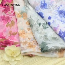 LANLINYING Высокое качество печатных шифон китайской живописи тушью стиль ткань крутое платье шарф DIY Одежда Ткань Материал D514