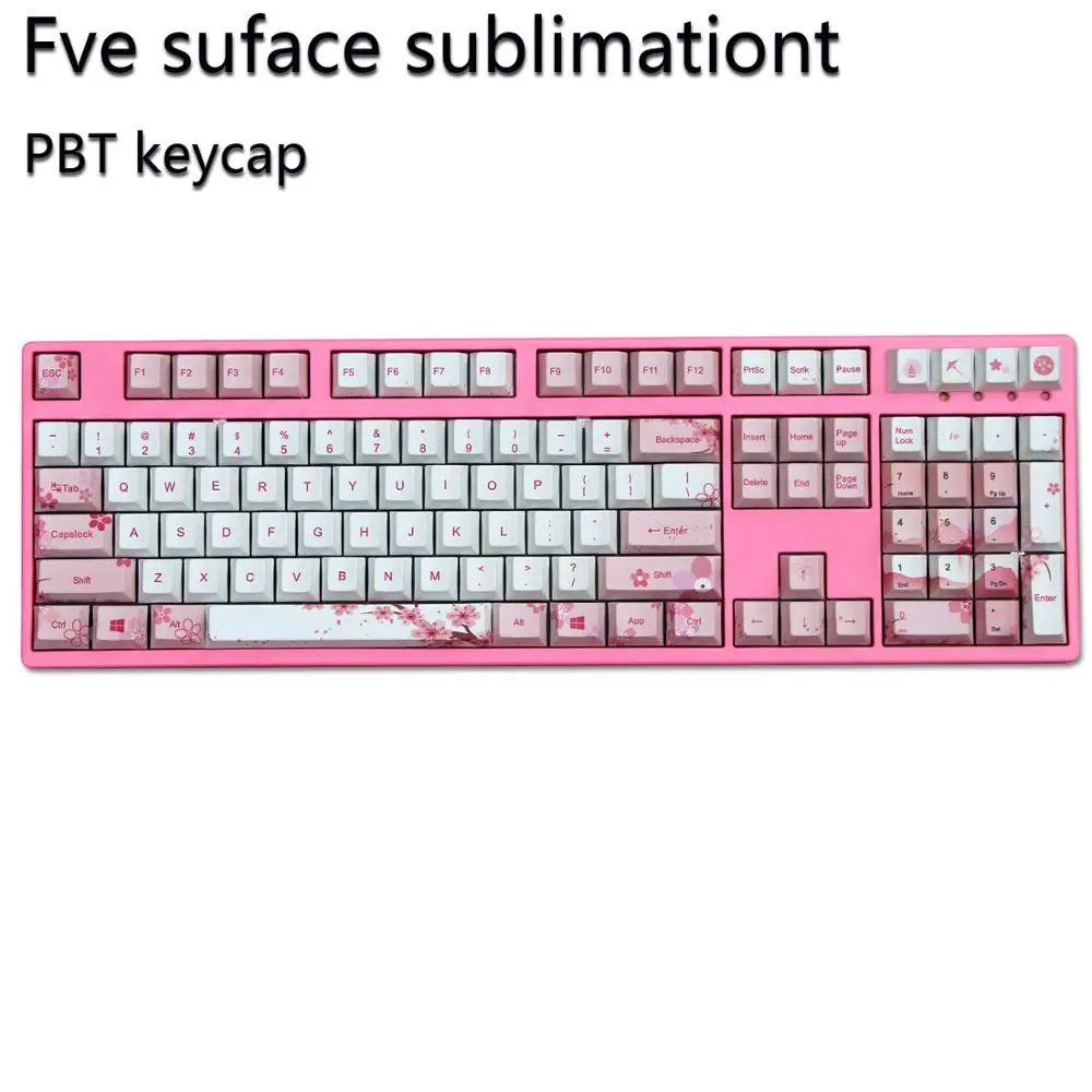 

WIANXP sakura five surface sublimation cherry profile 108/136 keys for mx switch mechanical keyboard Only selling keycap