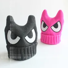 Модные шапки, шерстяная шапка для мужчин и женщин, осенние и зимние дни, милые глаза, дьявол, рог, уши, вязаная шерстяная шапка