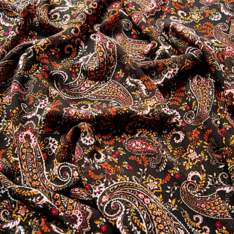 

145x100cm Imported Fashin flower Print Soft Chiffon Fabric for Women Wedding Dress Shirt scarf Sewing Cloth Upholstery