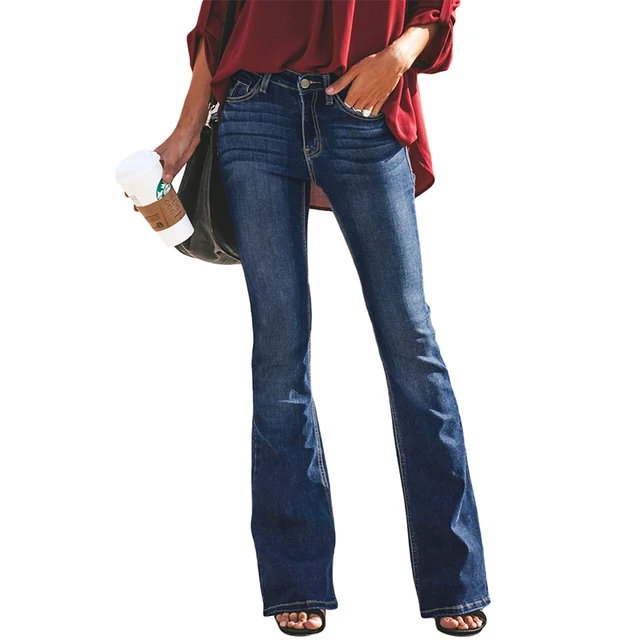 US $10.43 2020 High Waist Jeans Mom Boyfriend Flare Jeans For Women Black Denim Skinny Jeans Woman Wide Leg F