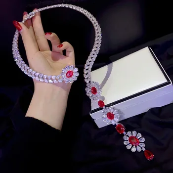شراءخمر الأحمر والأبيض مختلط اللون Torques 925 فضة غرامة المرأة مجوهرات لل الذكرى أو حفلة شحن مجاني زهرة