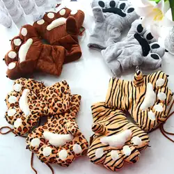 1 пара зимние реалистичные Тигр Леопард медведь лапа мягкие перчатки косплей рукавицы