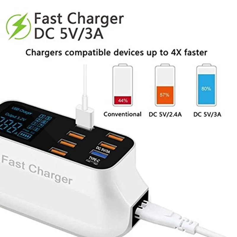 متعددة سريع شاحن يو اس بي 8 ميناء QC سريعة تهمة 3.0 LED عرض USB الهاتف جهاز شحن محطة شاحن Portatil شاحن الجهاز اللوحي متعددة سريع شاحن يو اس بي 8 ميناء QC سريعة تهمة 3.0 LED عرض USB الهاتف جهاز شحن محطة شاحن Portatil شاحن الجهاز اللوحي