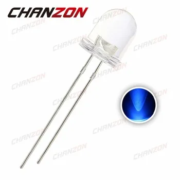 50pcs 8mm LED Diode Blue Transparent Ultra Bright 20mA 3V 450-455nm Water Clear Round Through Hole LED Light Emitting Diode Lamp