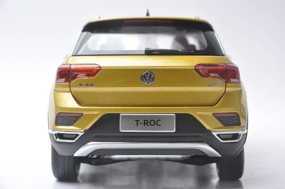 Модель литая под давлением в масштабе 1:18 для Volkswagen VW T ROC 2018 Gold SUV игрушечный