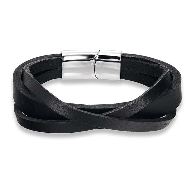 

LIVVY2017 high quality stainless steel classic leather bracelet design, simple men's bracelet, women's gift, friendship bracelet