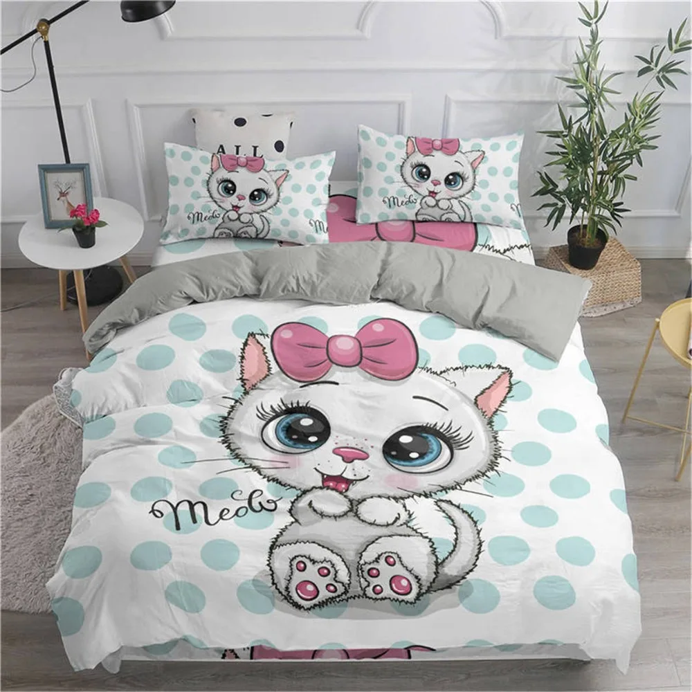 ZEIMON Комплект постельного белья с рисунком милых кошек с 3D рисунком пододеяльника, набор пододеяльников, двойной размер, королева король, одеяло, постельное белье
