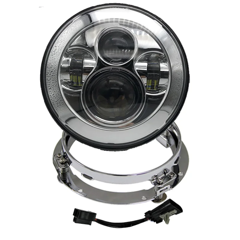 

Flyaurora Motorcycle 7 inch Round LED Headlight W/ 7" Mounting bracket Ring Support For Road King
