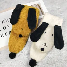 Детские двухслойные плюшевые домашние тапочки с кошечкой из мультфильма нагрудник осень-зима Детский шарф для девочек, для мальчиков, милые теплые носки унисекс; цветная обертывания