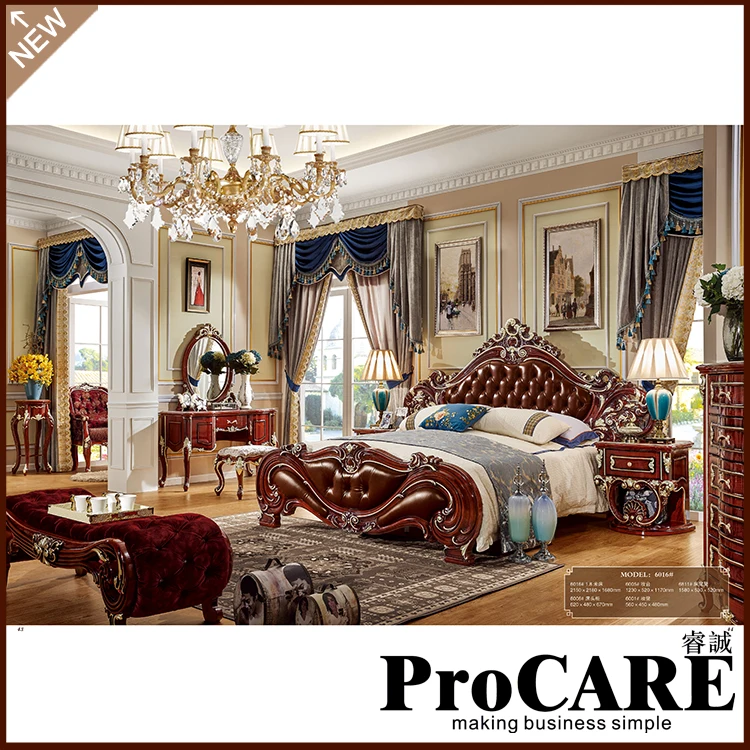 Antique Style Living Room Set Furniture king size round leather bed