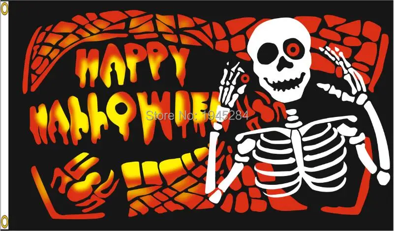 Happy Halloween Скелет баннер, флаг Фестиваль пользовательские Флаг Баннер 3x5ft 90x150 см полиэстер 9763