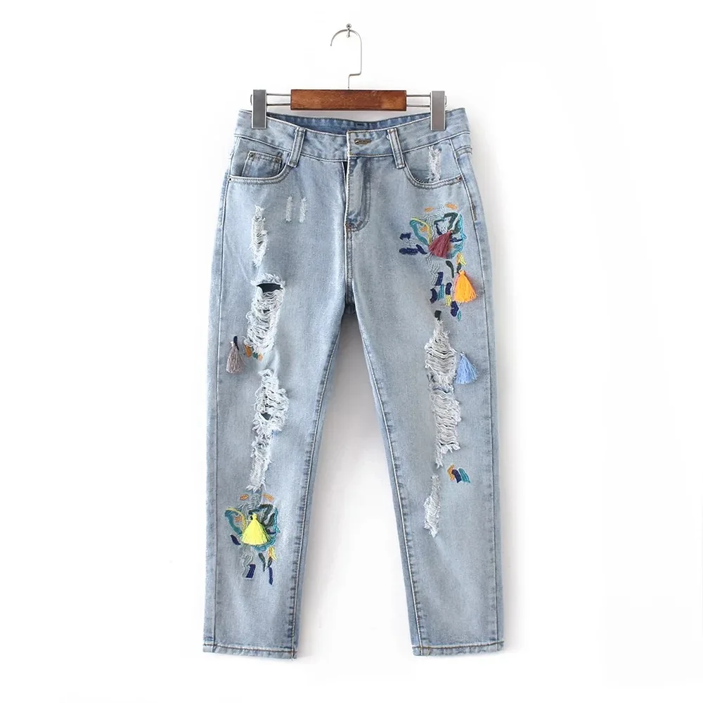 Thintenda casual embroidery designs jeans 2017 woman fashion slim Thintenda casual embroidery designs jeans 2017 woman fashion slim