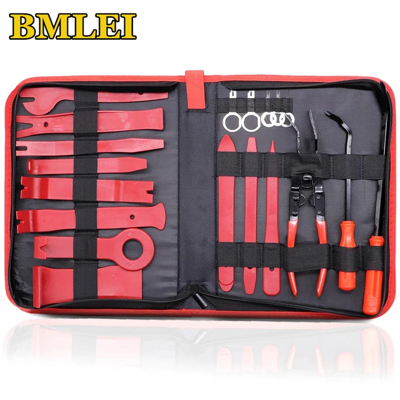 Car Trim Removal Tools Kit Auto Panel Dash Audio Radio Removal Installer Repair Pry Tools Kit Fastener Removal with Storage bag