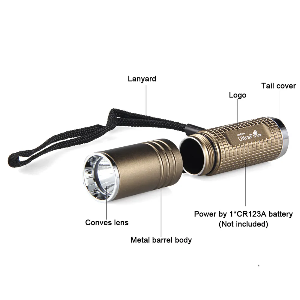 UltraFire светодио дный Мини светодиодный тактический переключатель фонарик luz перезаряжаемый Lanterna блики фонарик (16340 батарея не входит в