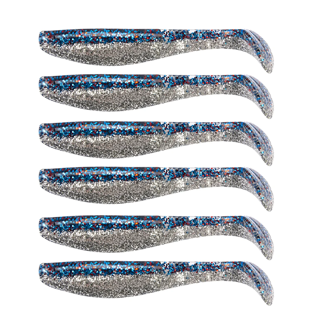 6pcs Swimbaits Minnow/Shad Paddle Tail Worms Soft Fishing Lures Baits for Saltwater and Freshwater Bass Trout Walleye Lure