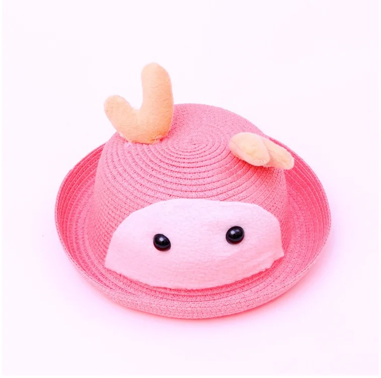 Милая летняя и осенняя шляпа для маленьких мальчиков и девочек, детская Милая соломенная шляпа от солнца, пляжная кепка-рога