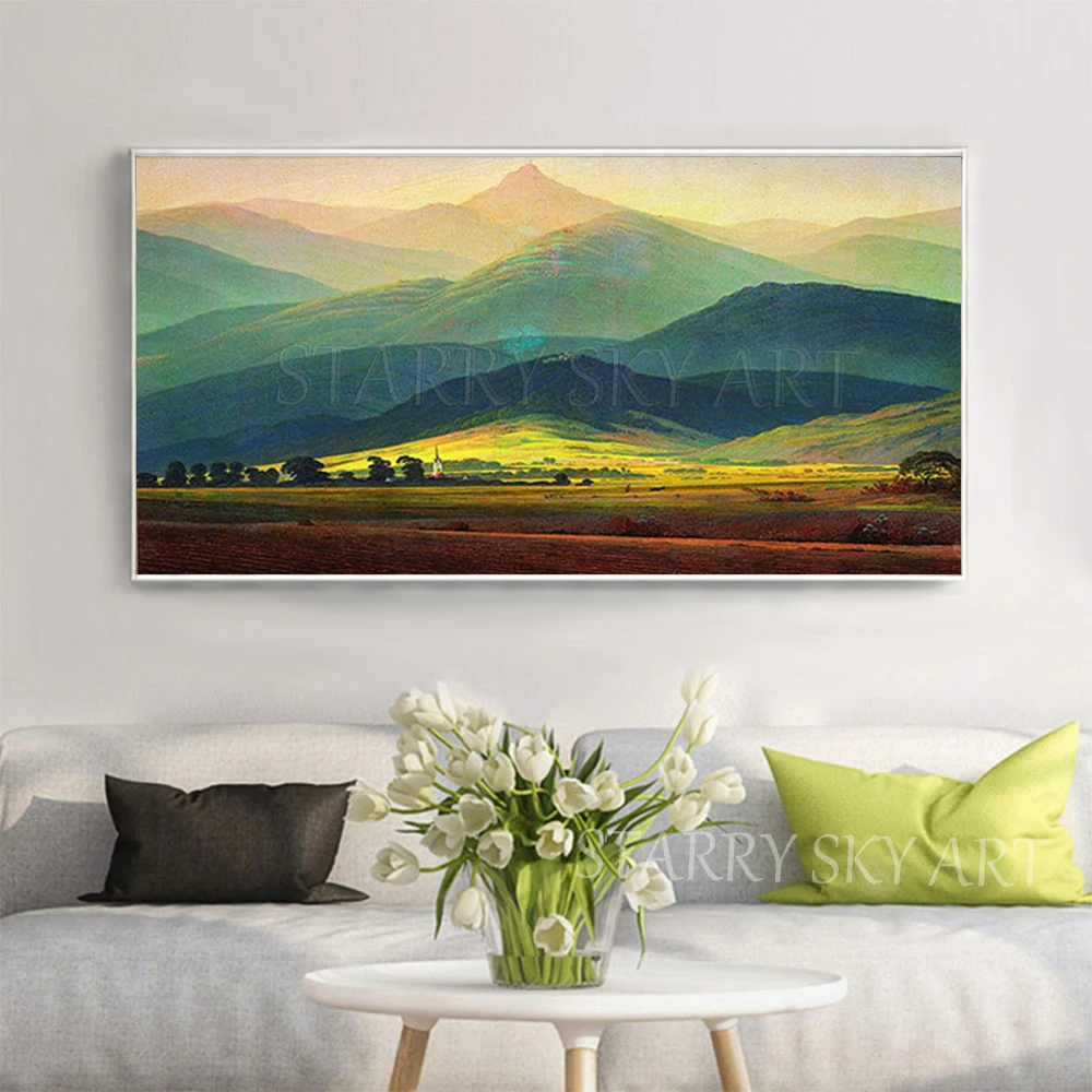 Искусный художник ручная роспись Горный пейзаж картина маслом на холст Импрессионистский гигантские горы картина маслом для гостиной