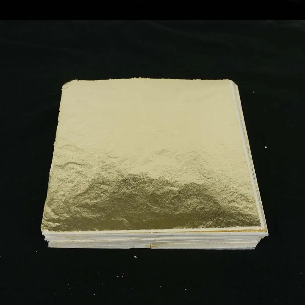 100 листья 14x14 см алюминиевый лист-Имитация серебряного листа мягкий лист для золочения мебель и зеркала заднего вида - Цвет: 100 sheets gold